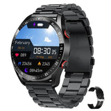 Non-Invasive Blood Glucose Test Smartwatch | Bluetooth Calling Fitness Watch with Heart Rate, Sleep and Health Monitoring Neriona Black Steel Strap