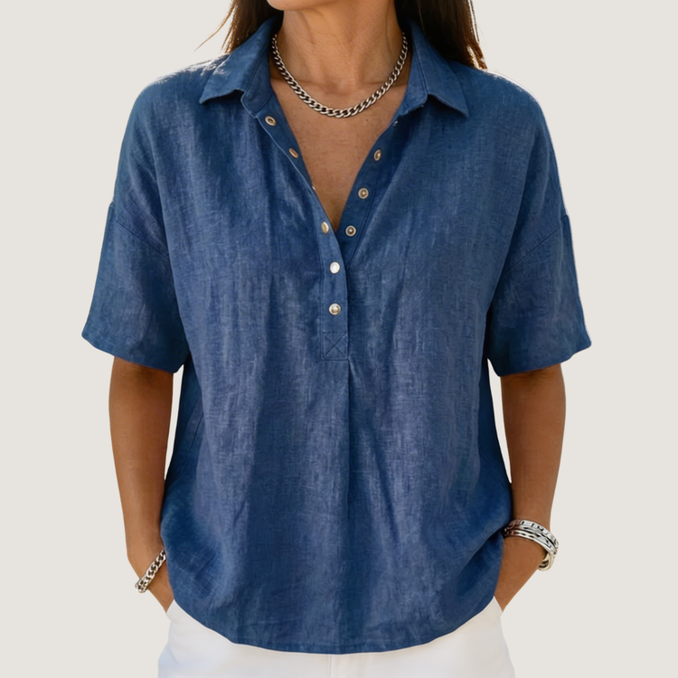 Luna – Casual Button-Up Shirt | Lightweight Collared Blouse For Everyday Wear Neriona