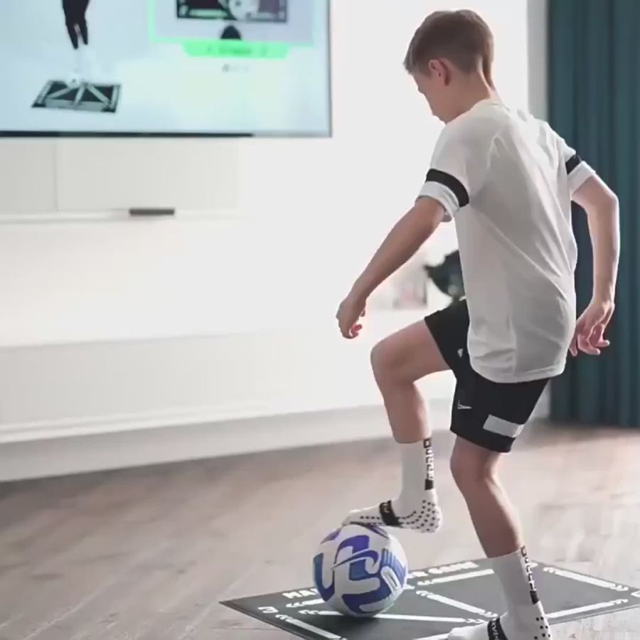 Football Pro Training Mat - Home Soccer Practice System | Ball Control, Dribbling & Skill Training Program for Young Players Neriona Mat + Video Training Program