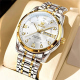 Malité Classic Steel Watch | Refined Everyday Watch With Clean Dial and Gold Accent Bracelet Neriona Silver Gold White