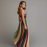 Elodie™ – Colorful Summer Maxi Dress | Strapless Women's Pleated Dress for Vacation, Beach & Resort Wear Neriona