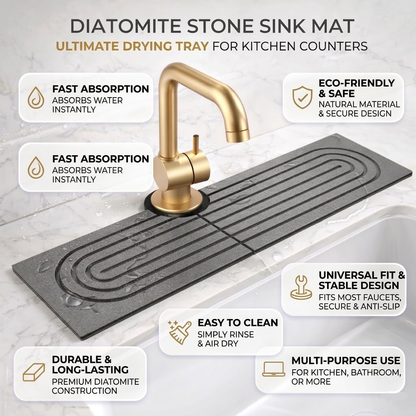 Diatomite Sink Faucet Mat | Fast-Absorbing Countertop Drying Tray for kitchen