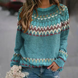 Isabeau – Fair Isle Crewneck Knit Sweater | Nordic Pattern Pullover