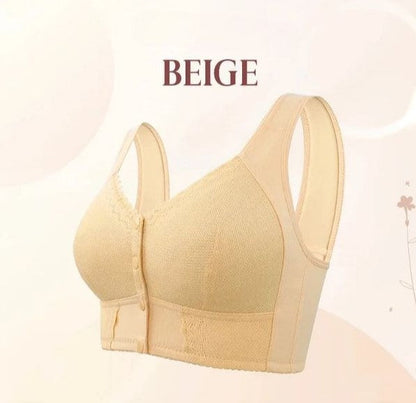 BellaEase – Front Closure Lifting Bra | Wireless Cotton Comfort Bra For Everyday Support Neriona Beige Bra