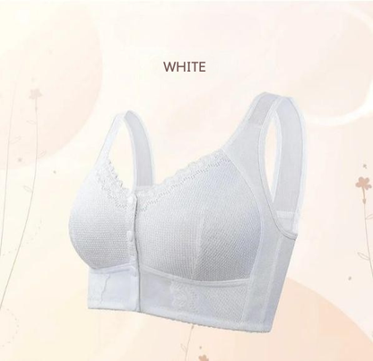 BellaEase – Front Closure Lifting Bra | Wireless Cotton Comfort Bra For Everyday Support Neriona White Bra