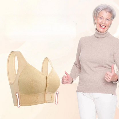 BellaEase – Front Closure Lifting Bra | Wireless Cotton Comfort Bra For Everyday Support Neriona Beige 40 Bra
