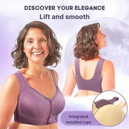 BellaEase – Front Closure Lifting Bra | Wireless Cotton Comfort Bra For Everyday Support Neriona Lilac Bra