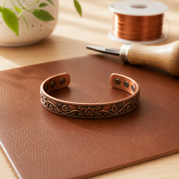 Patricia's Garland Copper Bracelet | Vine Motif Cuff Bracelet Neriona