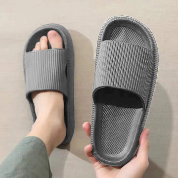 Cloud Slides – Thick Cushioned Comfort With Soft Sole | Lightweight Slip On Slides With Non Slip Grip Neriona Grey