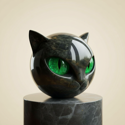 Velora – Black Cat Head Sculpture | Modern Resin Cat Statue For Home & Desk Decor