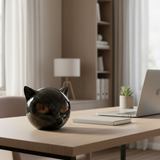 Velora – Black Cat Head Sculpture | Modern Resin Cat Statue For Home & Desk Decor