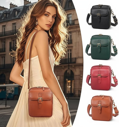 Dorian – Leather Crossbody Bag | Men's Compact Shoulder Bag With Multiple Zipper Pockets Crossbody Bag Neriona Brown