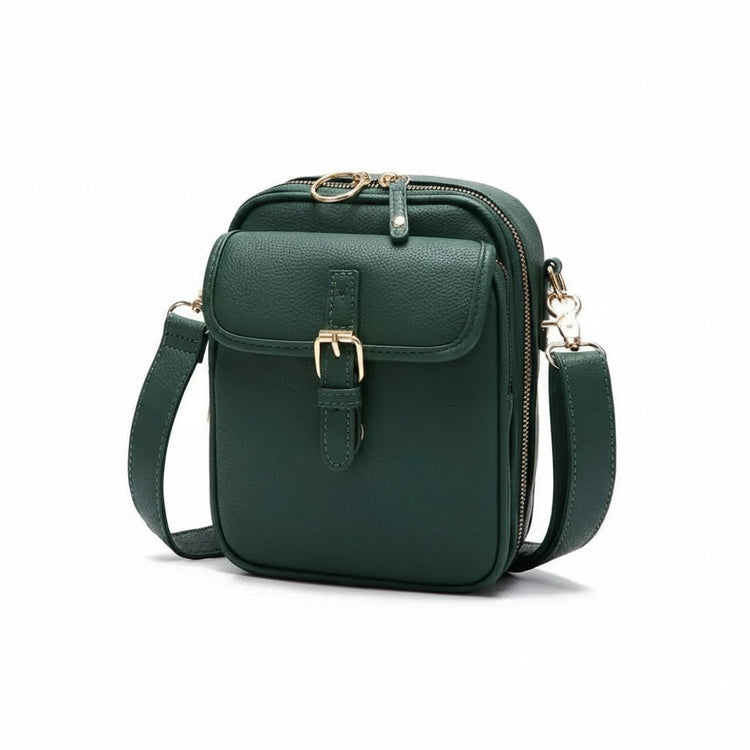 Dorian – Leather Crossbody Bag | Men's Compact Shoulder Bag With Multiple Zipper Pockets Crossbody Bag Neriona Green