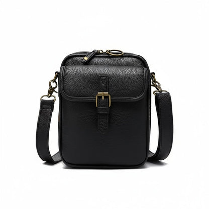 Dorian – Leather Crossbody Bag | Men's Compact Shoulder Bag With Multiple Zipper Pockets Crossbody Bag Neriona Black