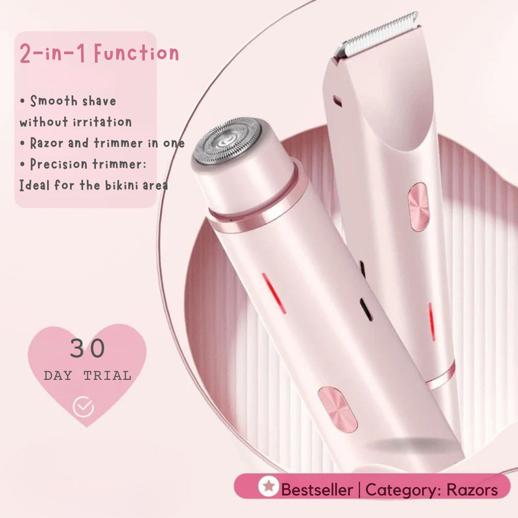 SilkTouch 2-in-1 Intimate Electric Bikini Trimmer | Cordless Wet & Dry Shaver For Women