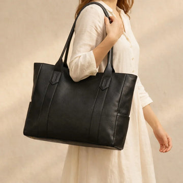 Leather Shoulder Bag – Vintage Design With Spacious Interior | Everyday Bag With Timeless Style For Casual And Refined Outfits Neriona Black