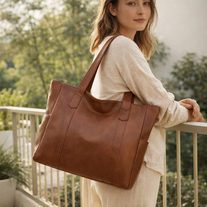 Leather Shoulder Bag – Vintage Design With Spacious Interior | Everyday Bag With Timeless Style For Casual And Refined Outfits Neriona Brown