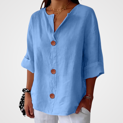 Margot – Linen Blend Blouse | Lightweight Loose Summer Top For Everyday Wear Blouse Neriona