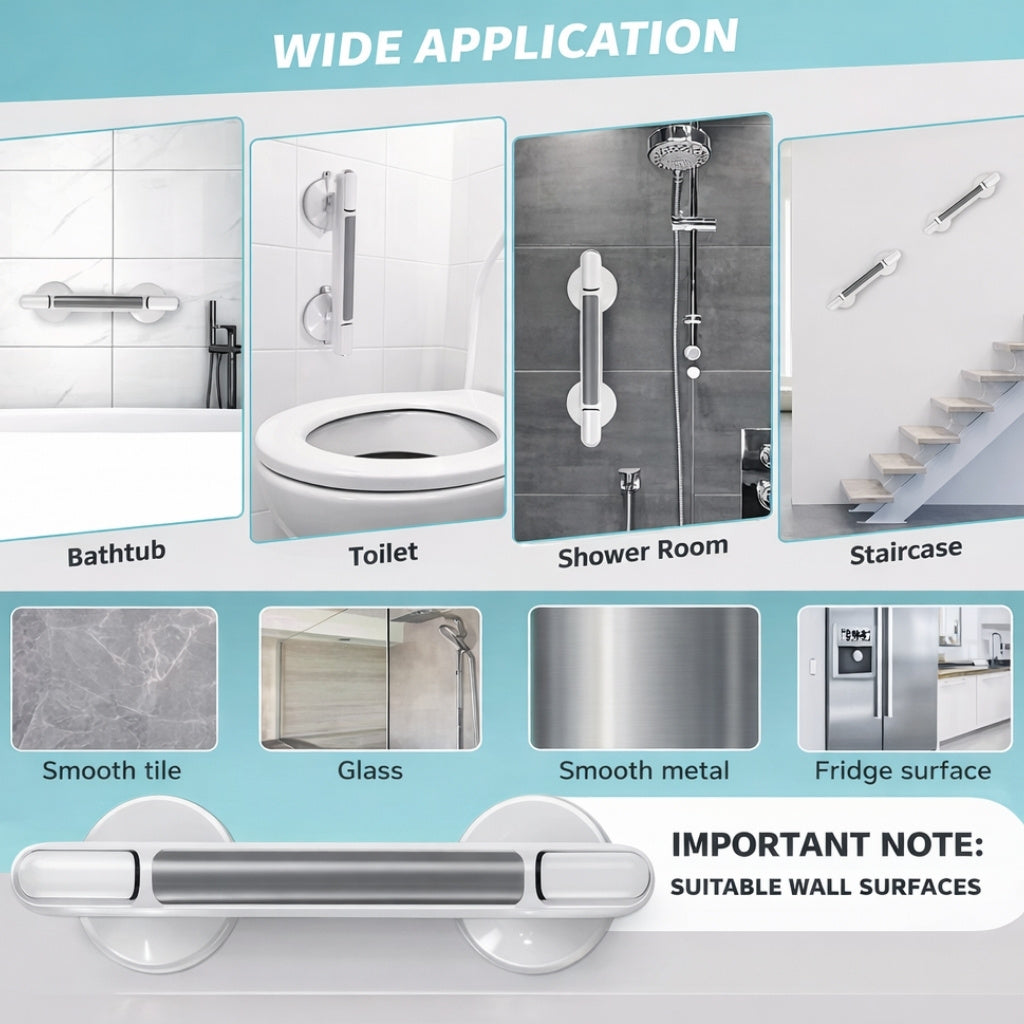 No Drill Shower Grab Bar - Vacuum Bathroom Handle for Stability and Balance Neriona