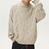 Frederick – Brushed Cable Knit Sweater | Oversized Crewneck Fit