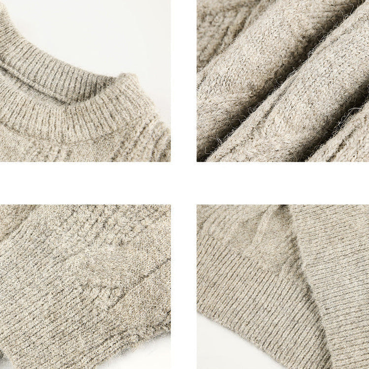 Frederick – Brushed Cable Knit Sweater | Oversized Crewneck Fit