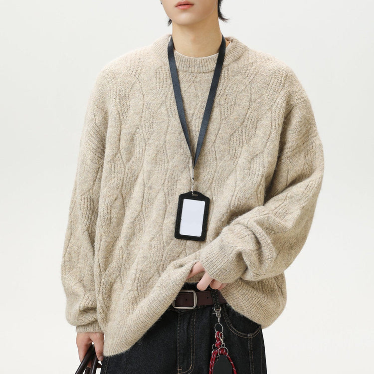 Frederick – Brushed Cable Knit Sweater | Oversized Crewneck Fit