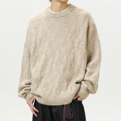 Frederick – Brushed Cable Knit Sweater | Oversized Crewneck Fit