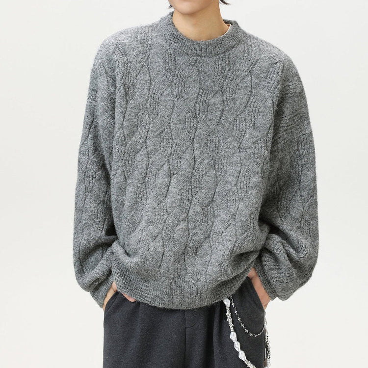 Frederick – Brushed Cable Knit Sweater | Oversized Crewneck Fit