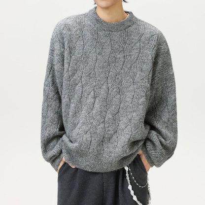 Frederick – Brushed Cable Knit Sweater | Oversized Crewneck Fit