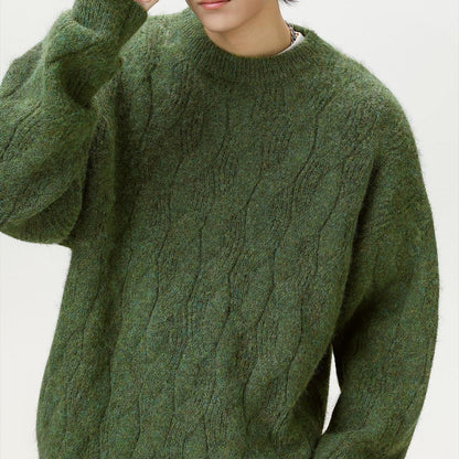 Frederick – Brushed Cable Knit Sweater | Oversized Crewneck Fit