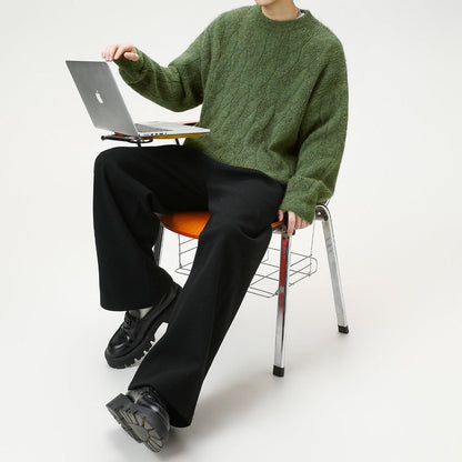 Frederick – Brushed Cable Knit Sweater | Oversized Crewneck Fit