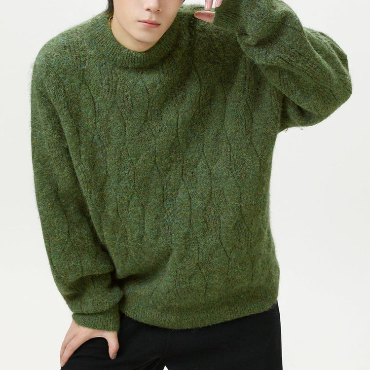 Frederick – Brushed Cable Knit Sweater | Oversized Crewneck Fit
