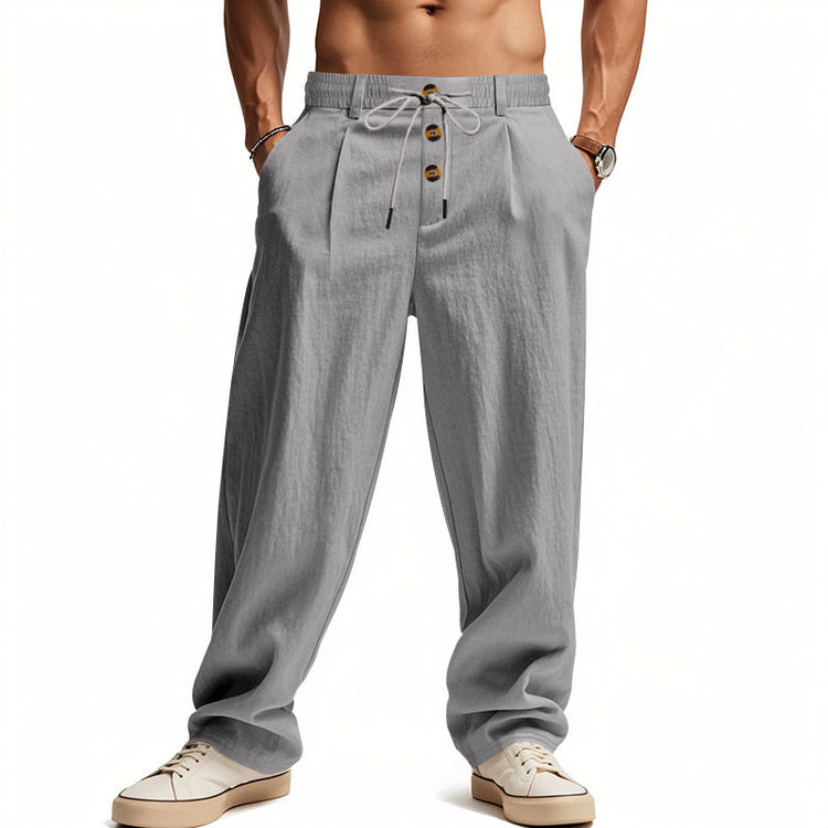 Mason – Men's Linen Drawstring Pants | Breathable Casual Trousers For Summer Comfort Neriona Gray