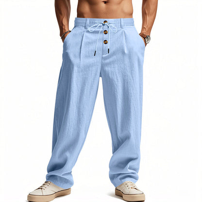 Mason – Men's Linen Drawstring Pants | Breathable Casual Trousers For Summer Comfort Neriona Blue