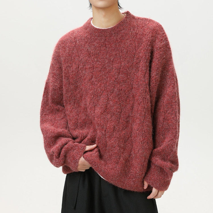 Frederick – Brushed Cable Knit Sweater | Oversized Crewneck Fit