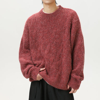 Frederick – Brushed Cable Knit Sweater | Oversized Crewneck Fit