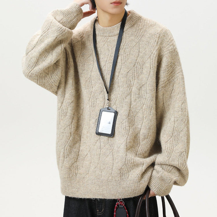 Frederick – Brushed Cable Knit Sweater | Oversized Crewneck Fit
