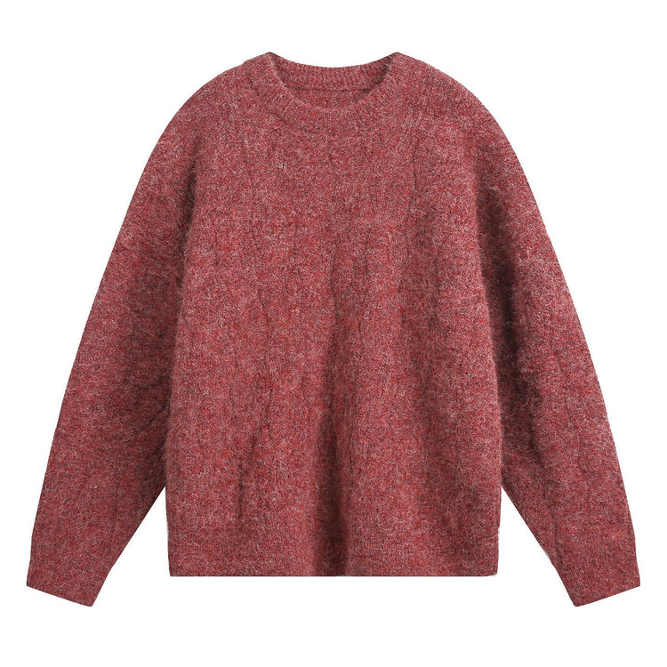 Frederick – Brushed Cable Knit Sweater | Oversized Crewneck Fit