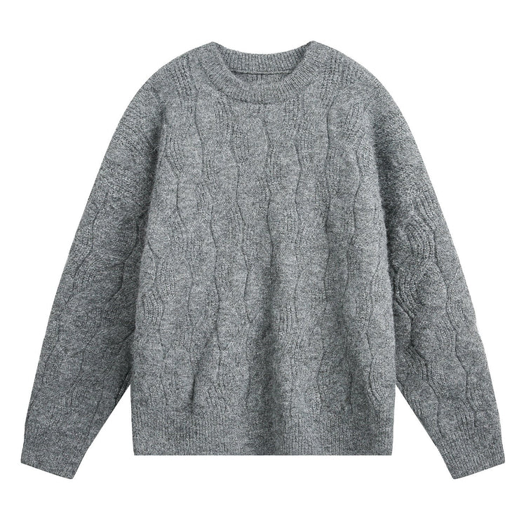 Frederick – Brushed Cable Knit Sweater | Oversized Crewneck Fit