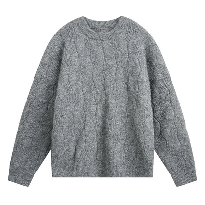 Frederick – Brushed Cable Knit Sweater | Oversized Crewneck Fit
