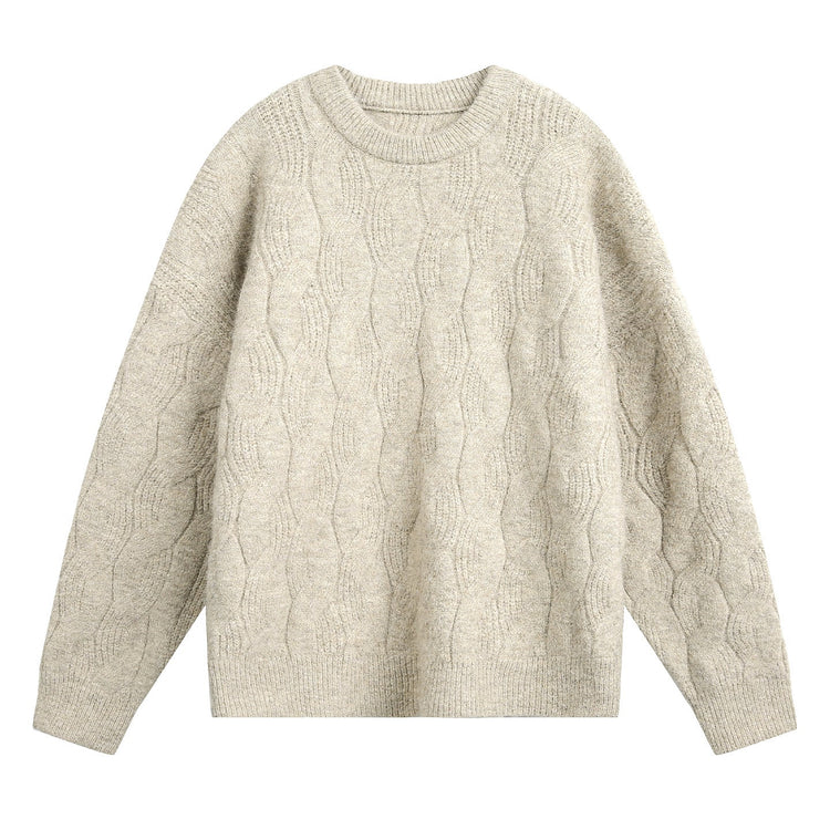 Frederick – Brushed Cable Knit Sweater | Oversized Crewneck Fit