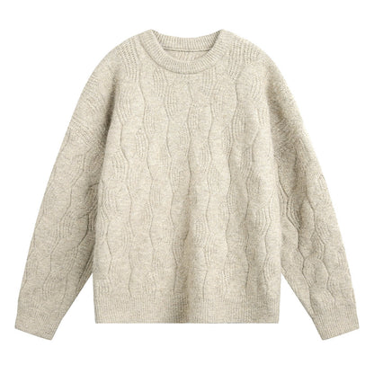 Frederick – Brushed Cable Knit Sweater | Oversized Crewneck Fit