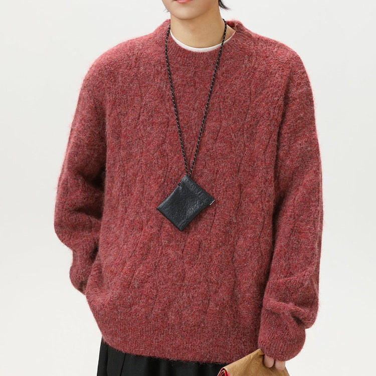 Frederick – Brushed Cable Knit Sweater | Oversized Crewneck Fit