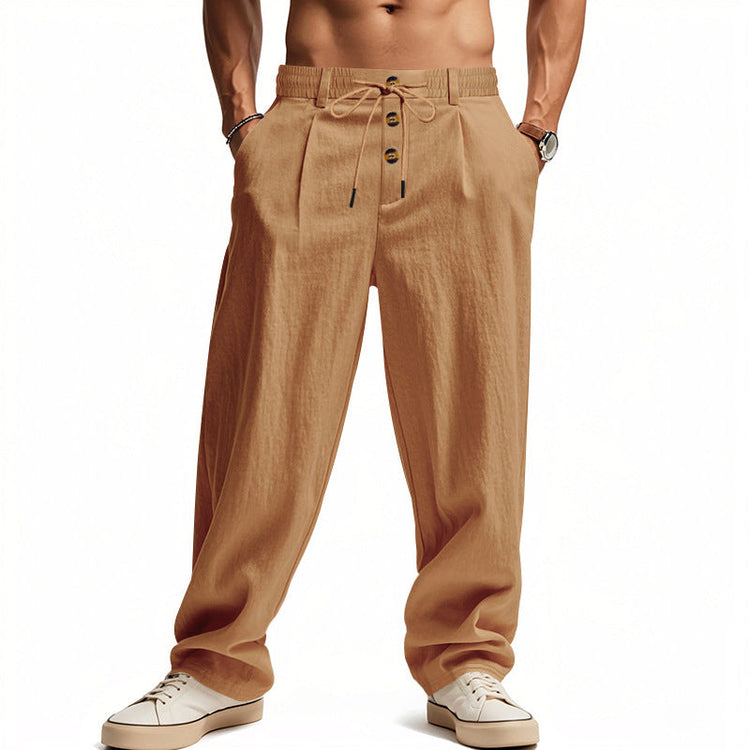 Mason – Men's Linen Drawstring Pants | Breathable Casual Trousers For Summer Comfort Neriona Brown