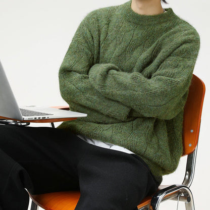 Frederick – Brushed Cable Knit Sweater | Oversized Crewneck Fit