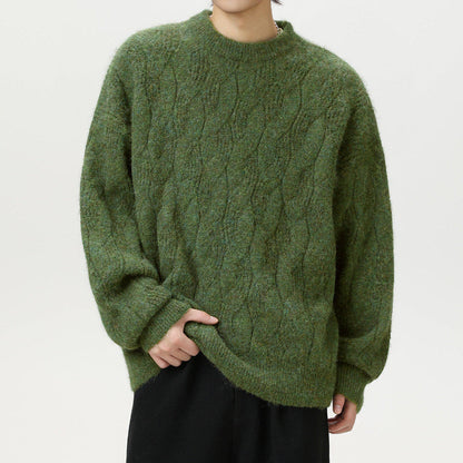 Frederick – Brushed Cable Knit Sweater | Oversized Crewneck Fit