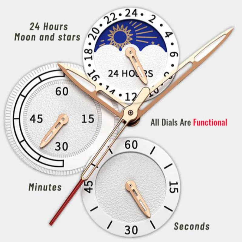 Lige Leather Classic Watch | With Moonphase Detail and Luminous Hands for Everyday and Business Wear Neriona