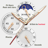 Lige Leather Classic Watch | With Moonphase Detail and Luminous Hands for Everyday and Business Wear Neriona