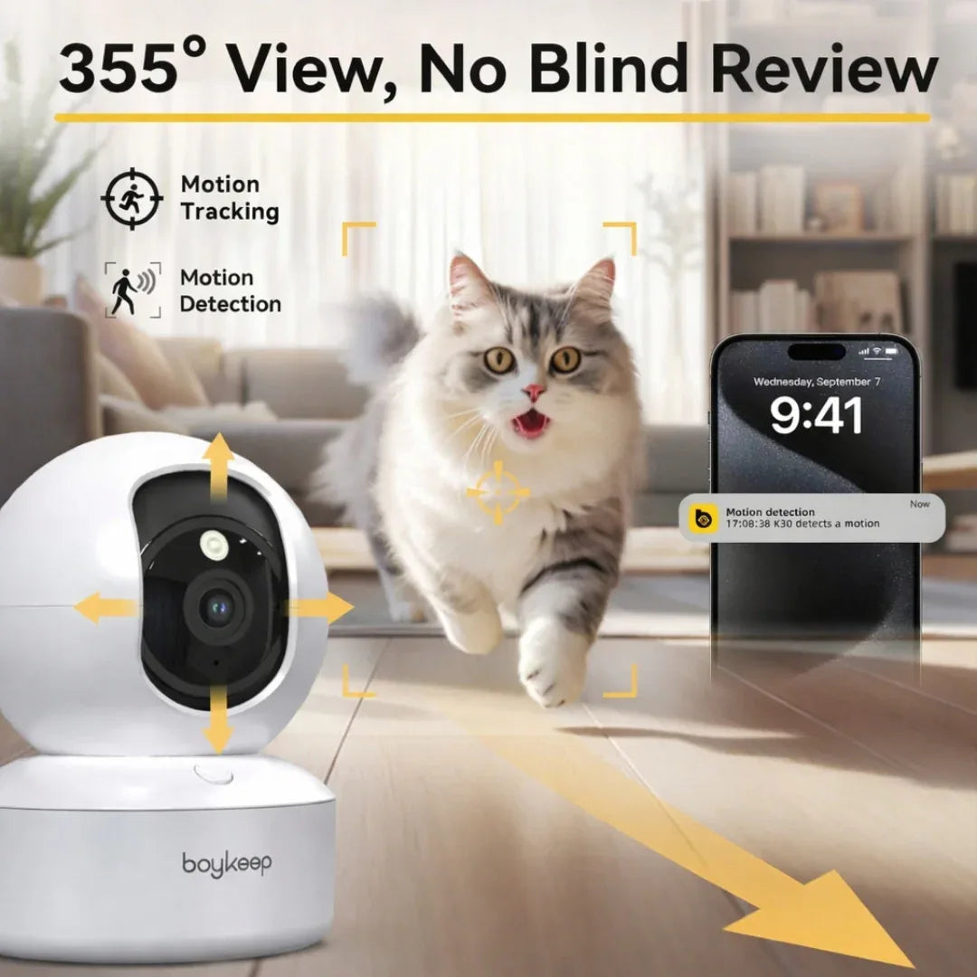 2K HD Smart Pet Camera | 355° Motion Tracking And Night Vision Neriona