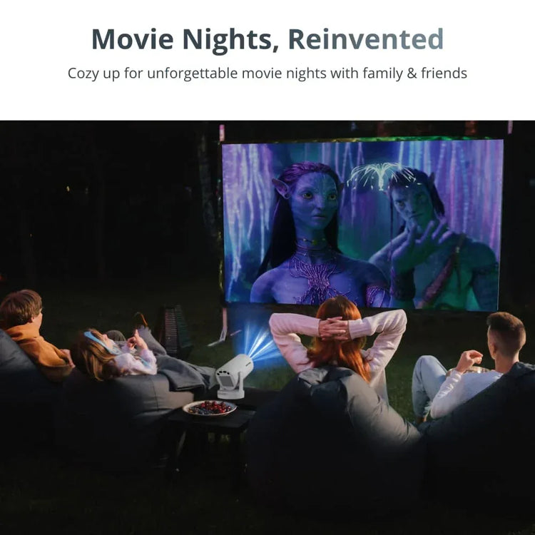 CinemaBeam Projector – Your Home Theater Anywhere | WiFi Bluetooth Smart Projector with Built In Apps & 130 Inch Display Neriona